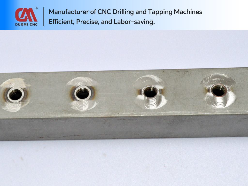 Flow Drilling Machine – Boost Speed & Accuracy with DUOMI CNC 8 Thermal Friction Drilling and Tapping of 4mm Thick Stainless Steel Square Tubes