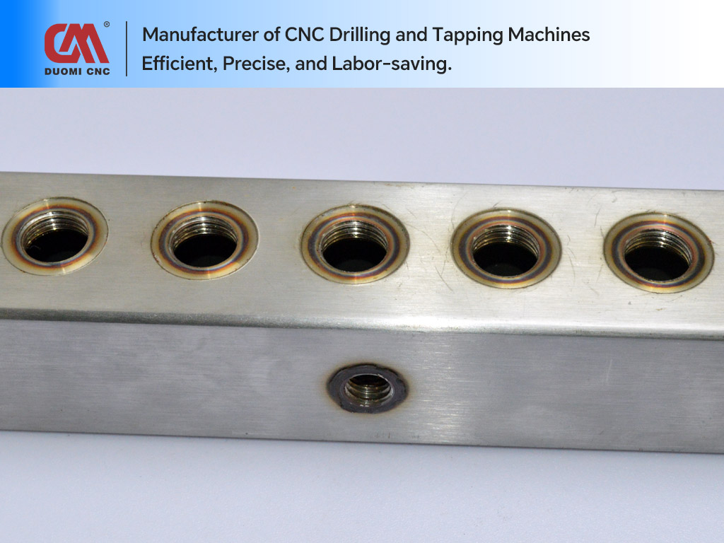 CNC Horizontal Drilling Machine – Super Power with 5 Key Benefits 3 Thermal Friction Drilling and Tapping of 5mm Thick Stainless Steel Square Tubes